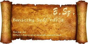 Beniczky Szórád névjegykártya